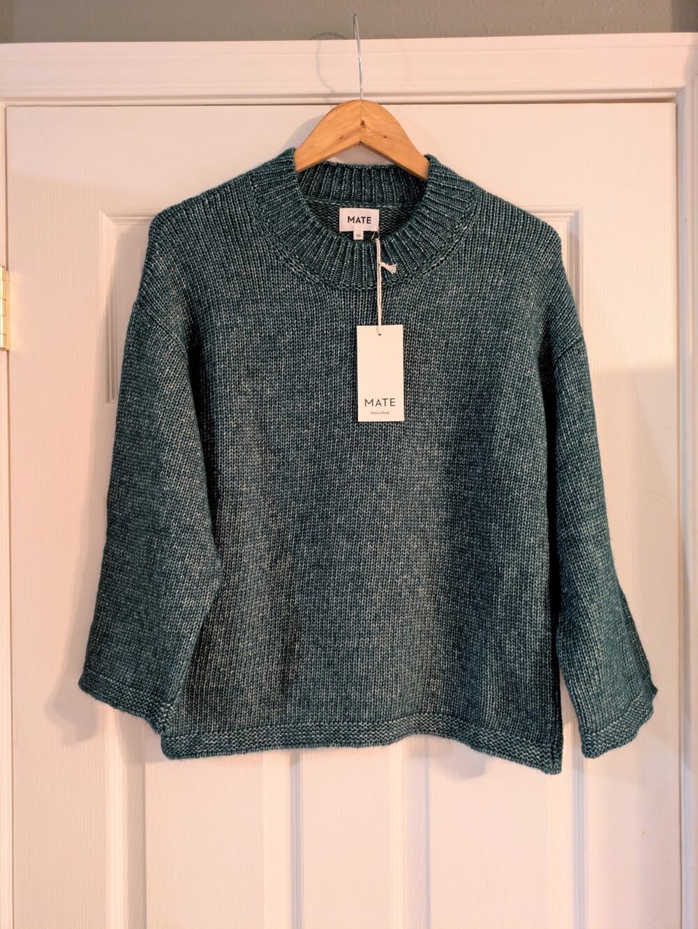 MATE The Label Luxe Alpaca Crew Neck Pullover Sweater Spruce XS NWT